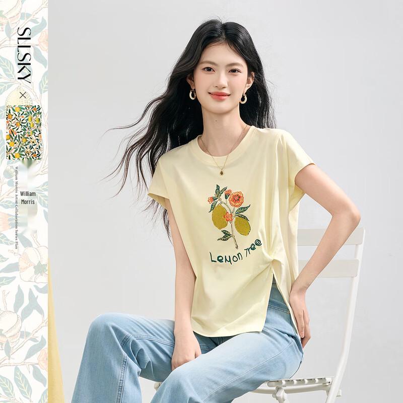 Women s Floral Print Knot Split Flutter Sleeve T-Shirt 2XL