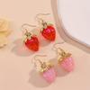 Sweet Transparent Acrylic Strawberry Pendant Earrings For Women Red Pink Fruit Drop Earrings Lovely Jewelry Gift