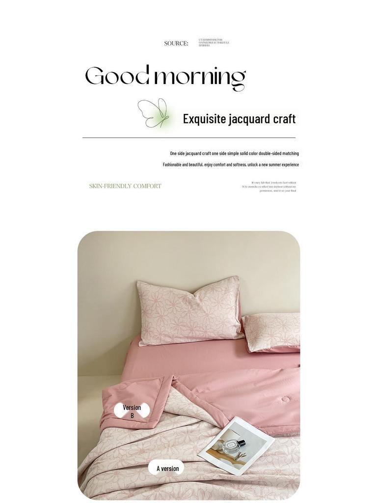 Pure Cotton Three-Layer Gauze Jacquard Summer Quilt Set - Cooling & Comfortable