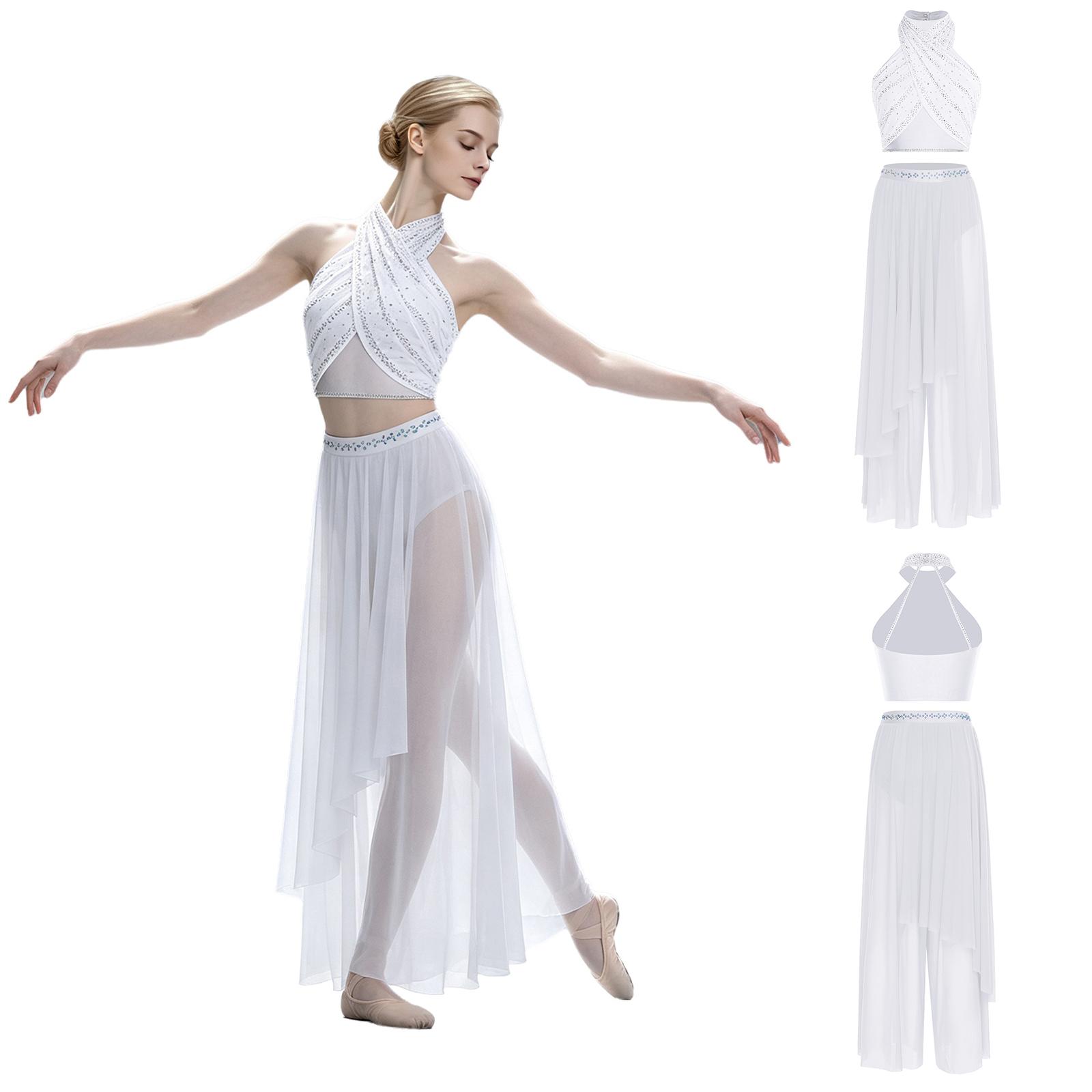 Women Lyrical Salsa Dance Costume Halter