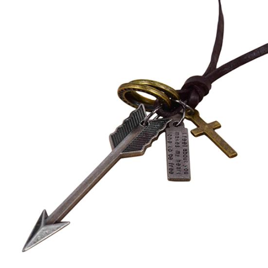 

Чоловічі стріли, кола, хрестики, підвіски, шнур зі штучної шкіри, регульоване шикарне намисто