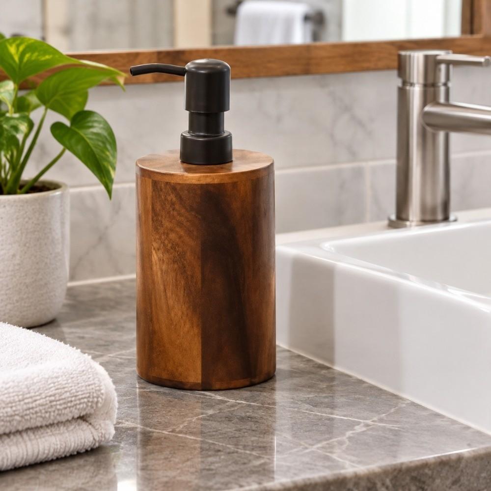 Press Type Shampoo Container Wood Shower Gel Bottle Hand Sanitizer Bottle Home