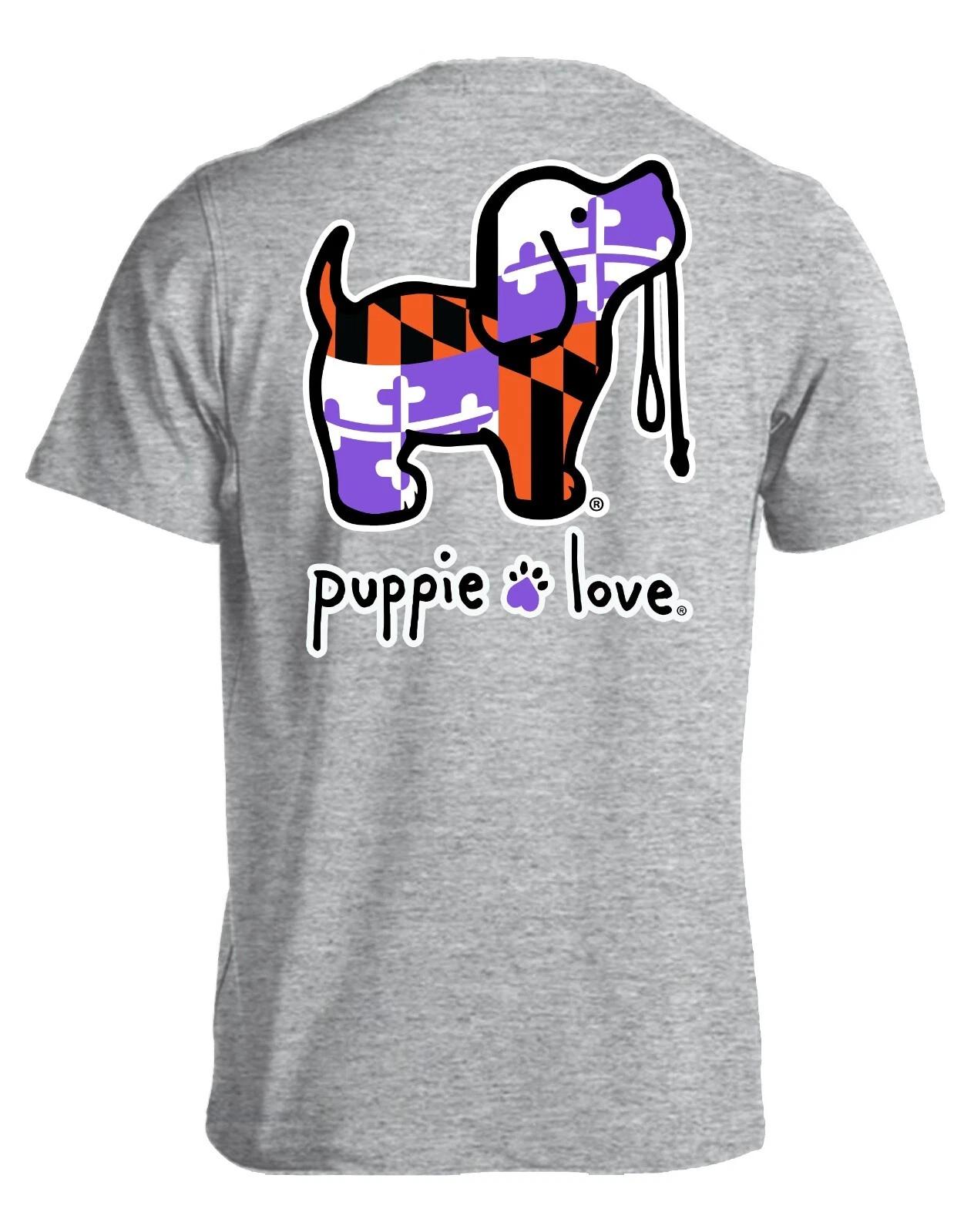 New PUPPIE LOVE MARYLAND FLAG PUP T Shirt L