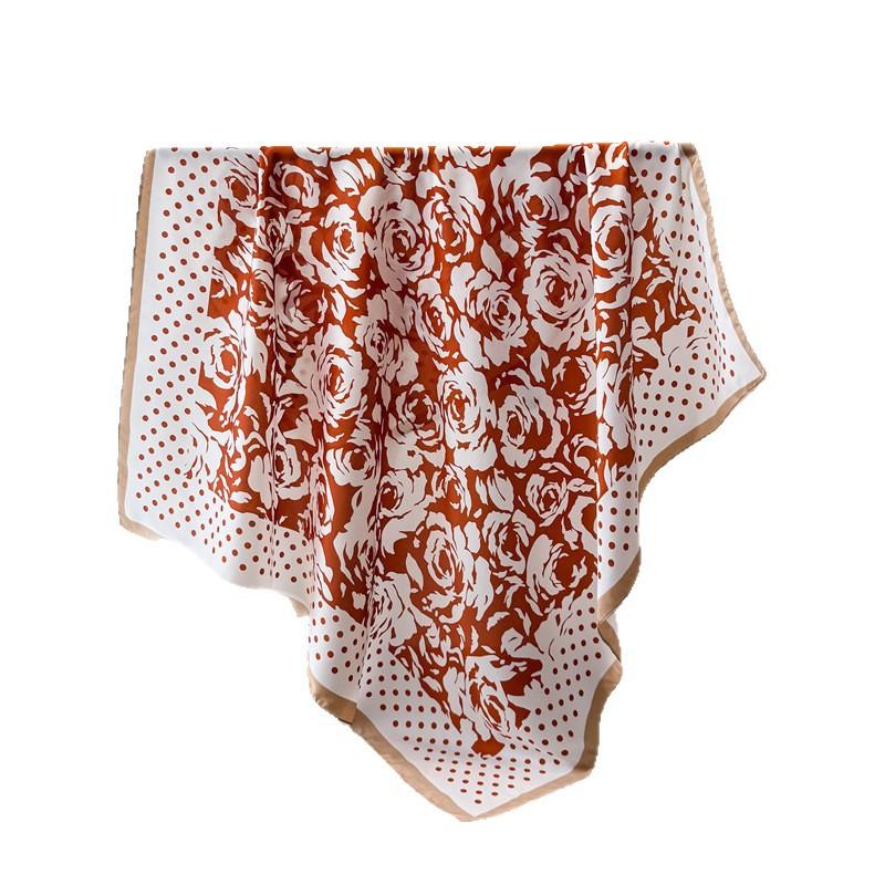 French Elegant Imitation Silk High-End Printing Large Square Scarf Silk Scarf Shawl Headscarf Neck Protection Scarf Decorative Women'S Scarf