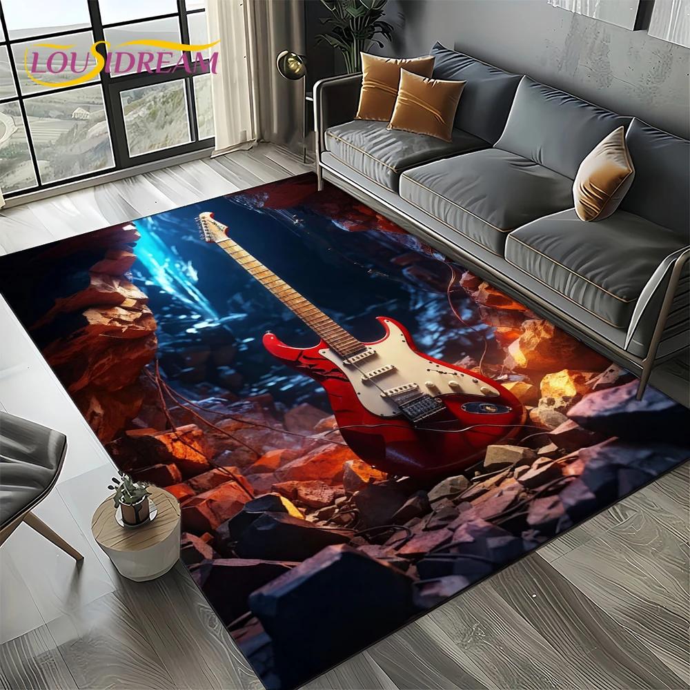 27 Style New Skull Electric Guitar Classical Guitar Carpet Rug for Living Room Bedroom Home Sofa,kid Area Rug Non-slip Floor Mat