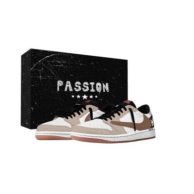 Travis Scott x Air Jordan 1 Bílá Hnědá Travis Scott X AJ1 Nízké Vintage Basketbalové Boty Dámské DZ4137-700(Tým1897- )