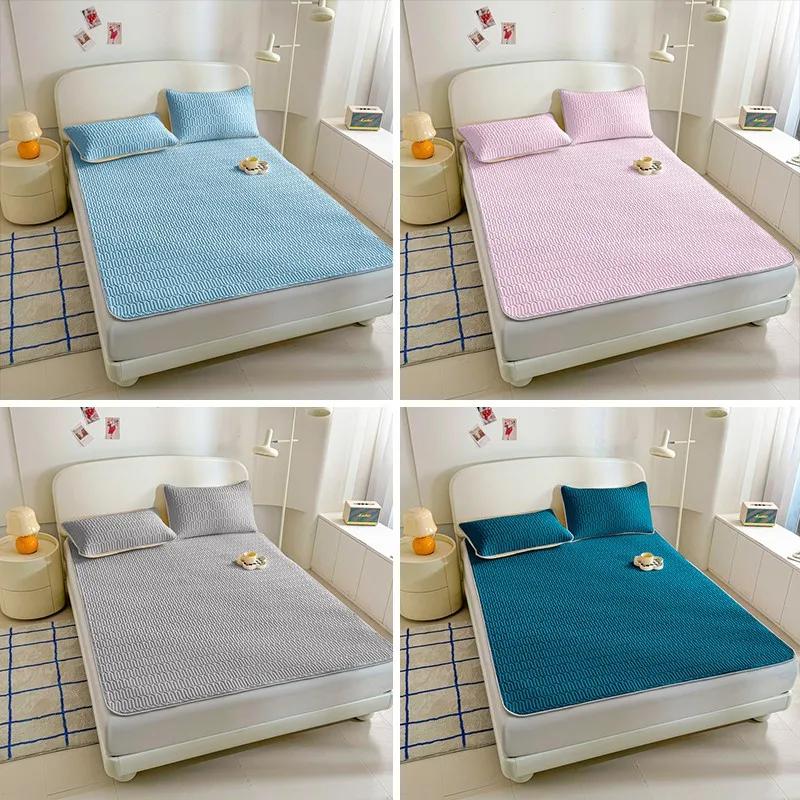 Latex Bed Sheets Bed Cover Washable Non-Slip Solid Covers Solid Color Mattress Topper Summer Bedspread For Bed Summer Dust Mat