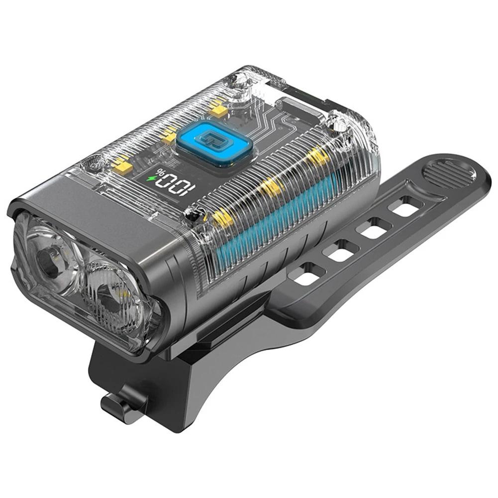 Bicycle Front Light, Dual-Beam Technology 350LM 4 Level Light, Type-C Rechargeable Safety Light With 1200mah Built-in Battery For Outdoor Night Cyclin