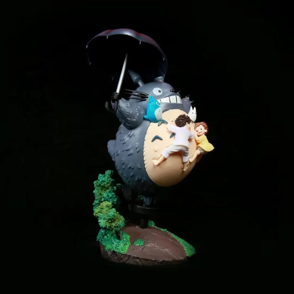 My Neighbor Totoro Figure 19cm Studio Ghibli Totoro Umbrella Scene Pvc Collectible Model Doll Toy