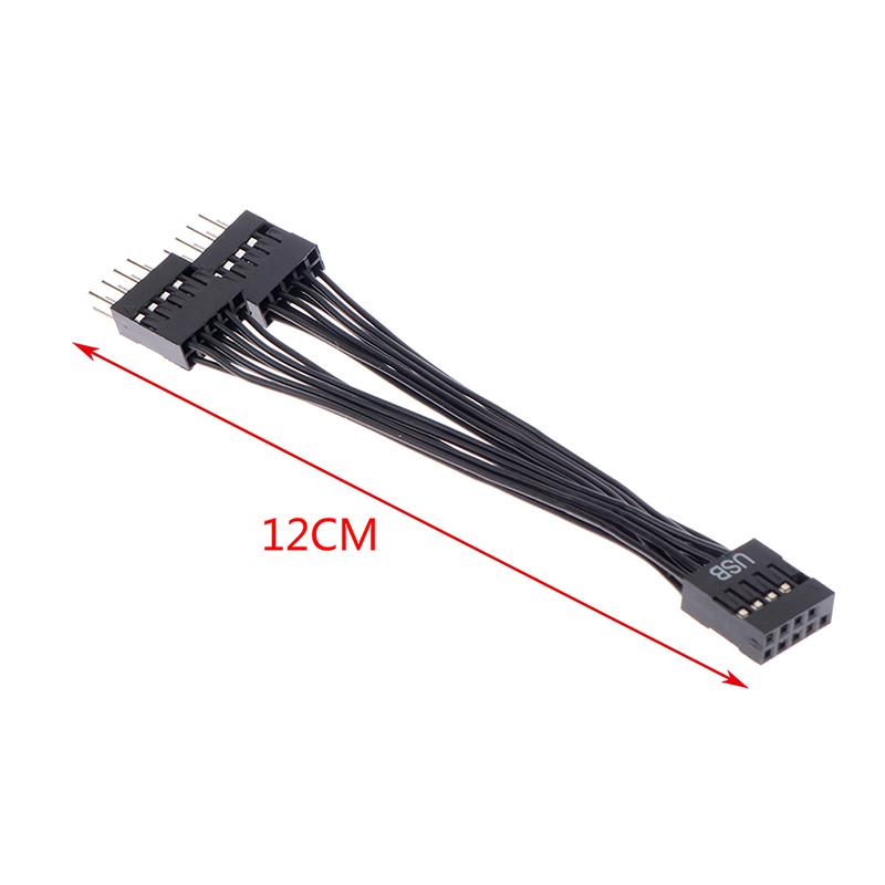 Usb Motherboard Cable Usb Header Extension Cable 9Pin 1 Female To 2 Male Y Splitter Cable Black