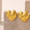 Orecchini a Bottone a Forma di Cuore con Strass Qiong Yao - Accessori in Acciaio Inossidabile Placcato Oro 18K