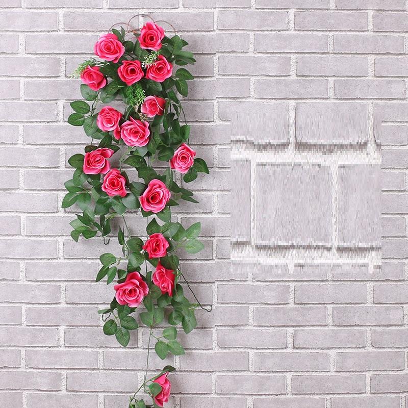 Simulation Flowers Vines Silk Roses Wall Hanging Wedding Decor Artificial Rose Vine Living Room Shopping Mall Decoration Flower