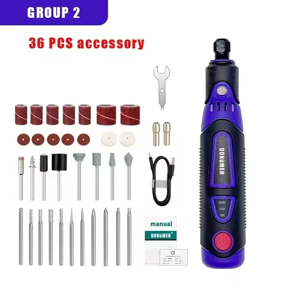 Mini Electric Drill Multifunctional Grinder 3-Speed USB Power Tool with Engraving Pen and Accessories Set Home DIY Rotary Tool