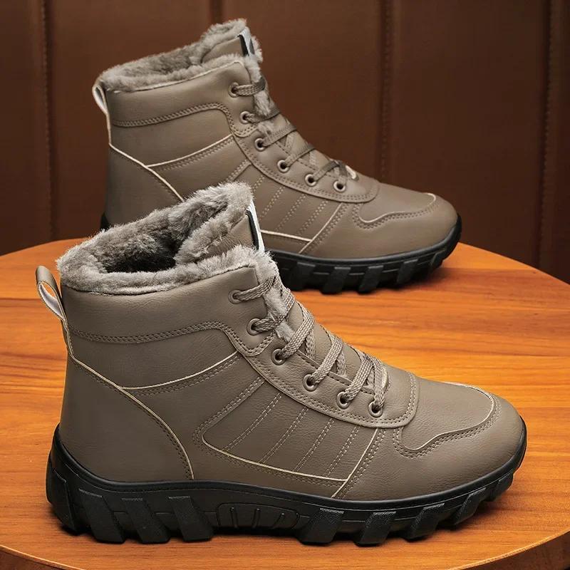 fashion High Quality Men's Shoes Winter New High Top Work Boots for Men Warm Cotton Shoes Outdoor Non-slip Platform Snow Boots Men 2024