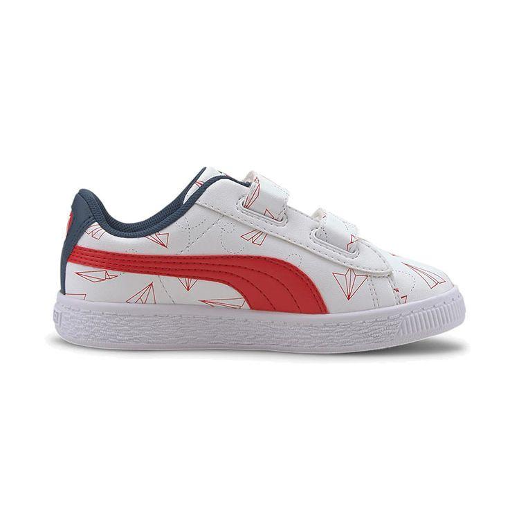 Puma Basket Paper Plane Casual Low-Top Kids Sneakers Kids sneakers White Blue Red 371187-01