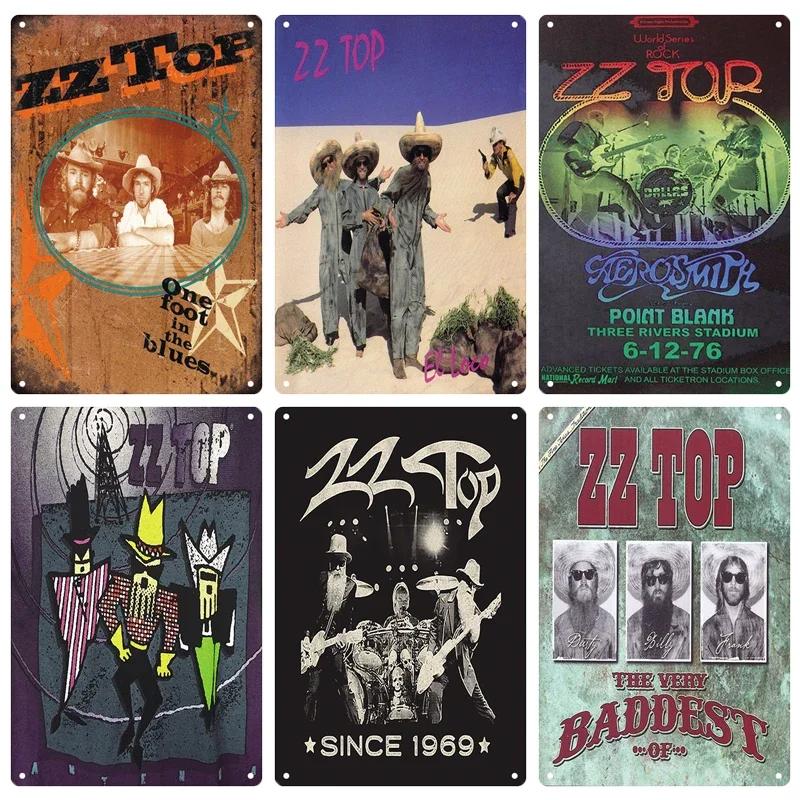 Tin Sign ZZ TOP Rock N Roll Poster Decorative Plaque Metal Signs Retro Vintagge Wall Plate For Home Club Pub Gift Wall Decor