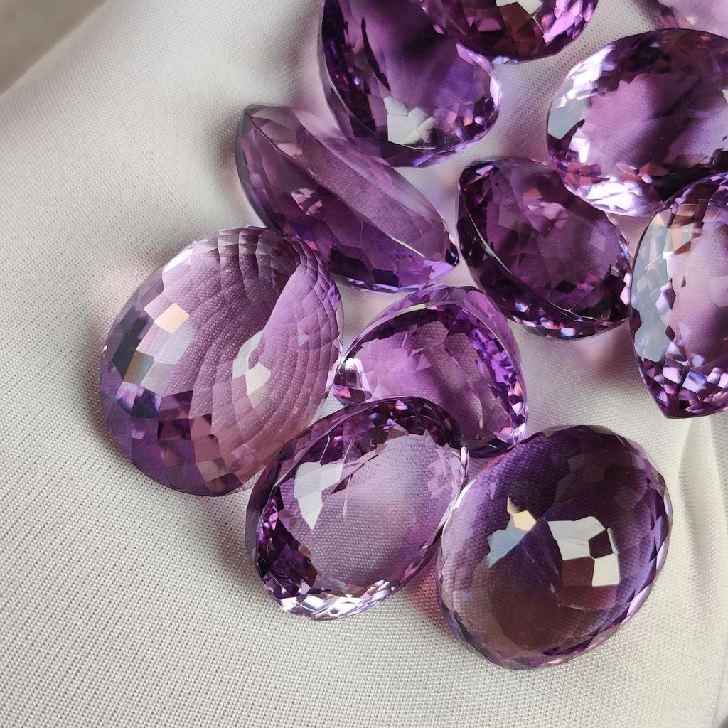 Natural Loose Amethyst Cut Stone Lot, Amethyst Faceted Gemstone Lot, 10 To 20 Carat Average Size Amethyst Mix Shape Lot.