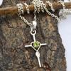 Peridot Edelstein Kreuz Anhänger 925 Sterling Silber Schmuck handgemachte Halskette