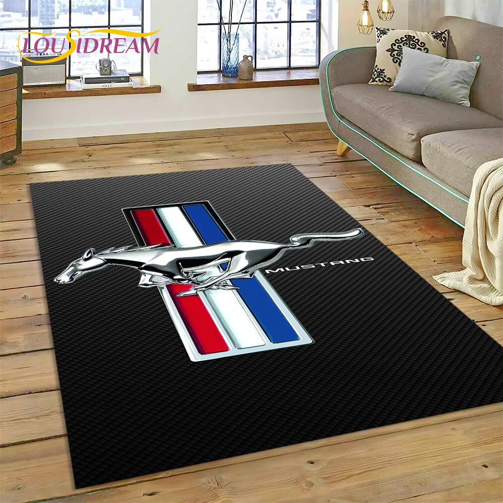 Classics 3D F-Ford GTR Mustang Car Rug Carpet for Living Room Bedroom Home Decor,Floor Mat Non-slip Decoration for Sofa Doormat