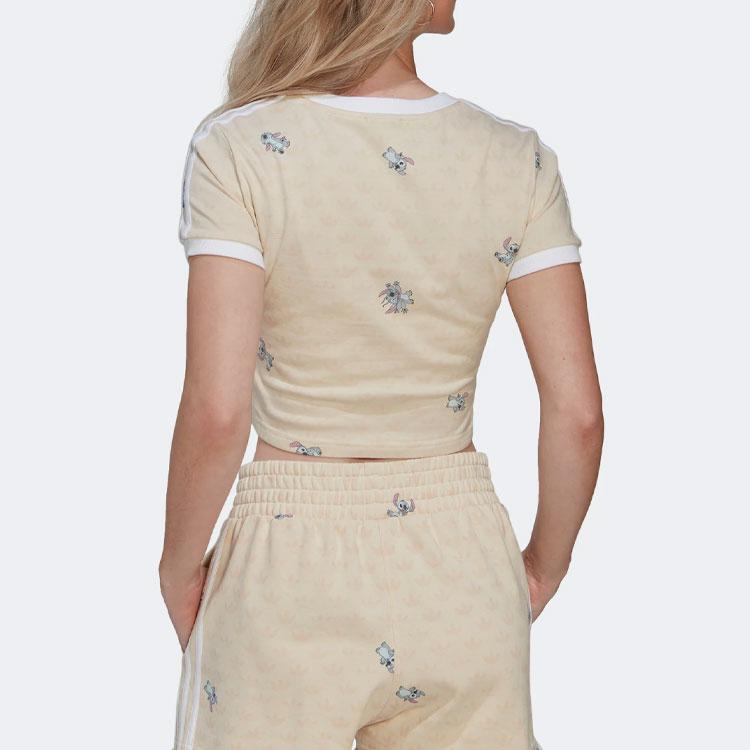 adidas Originals x Disney Stitch Cropped Short Sleeve T-Shirt Beige Women HT3942