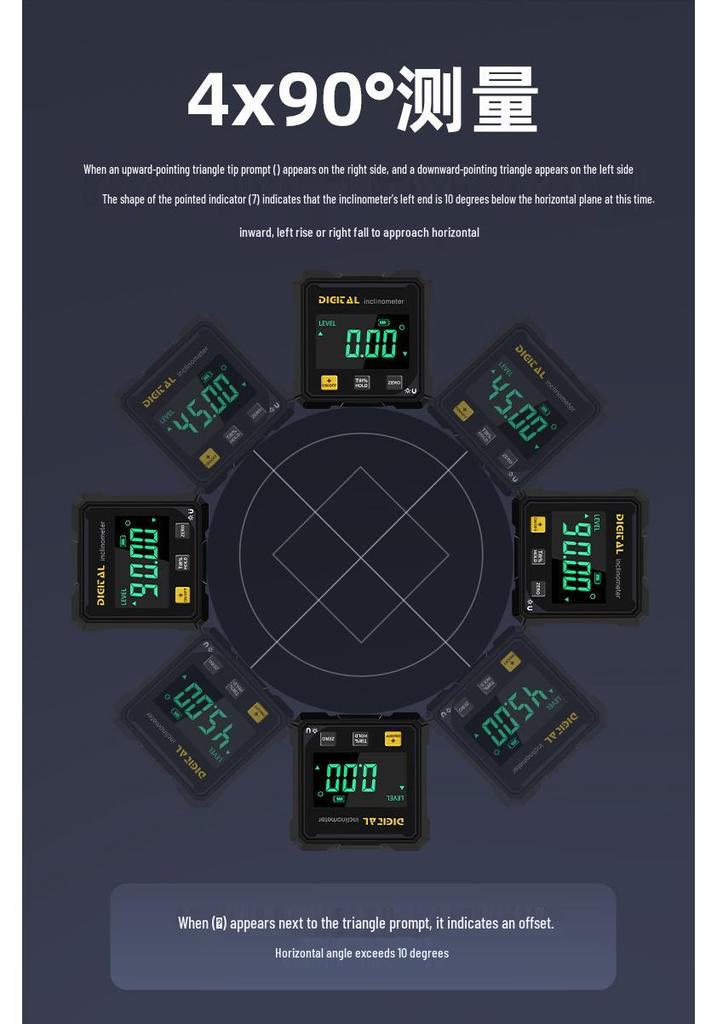 Digital Display Dual Laser Inclinometer with Four-Sided Magnet