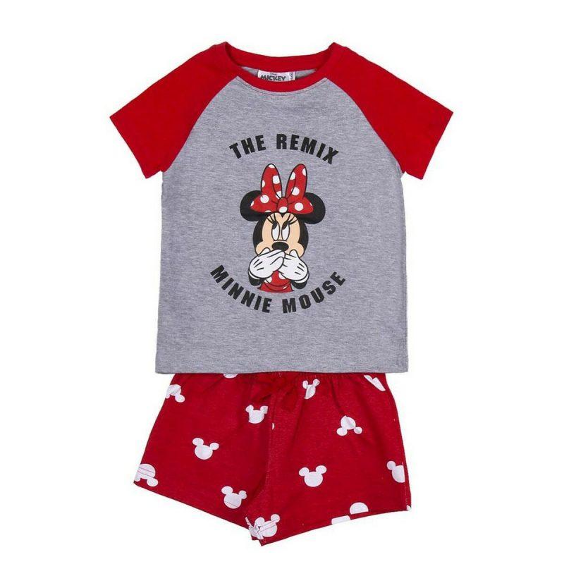Minnie Mouse-Pijama de Verano Minnie Mouse Rojo Gris 10 Años