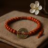 Feng Shui Wood Bead Coin Bracelet - Orange