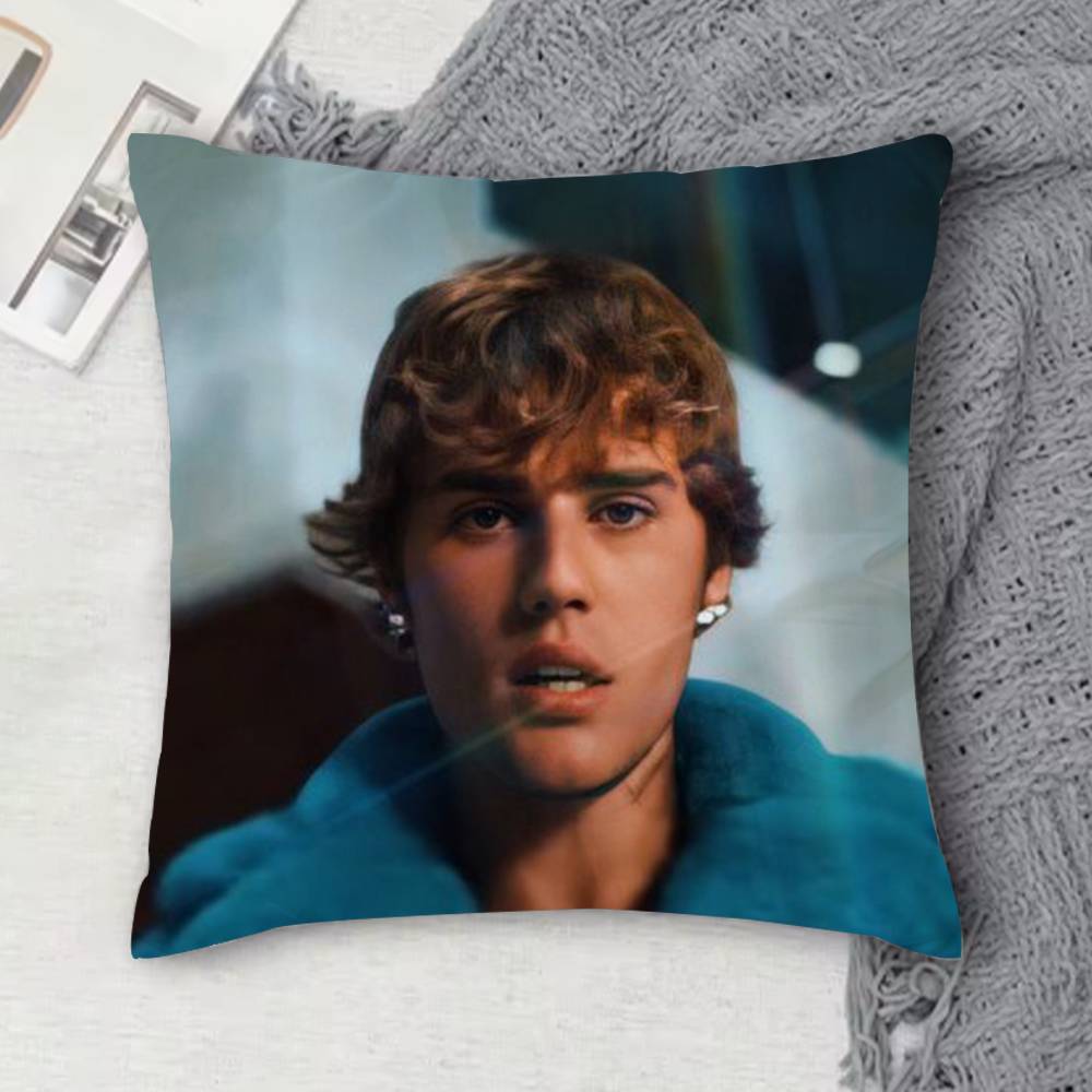 

JJustin Bieber Doublesided Printed Square Decorative Cushion Cover for Sofa Living Room Home Decor 30x30 cm