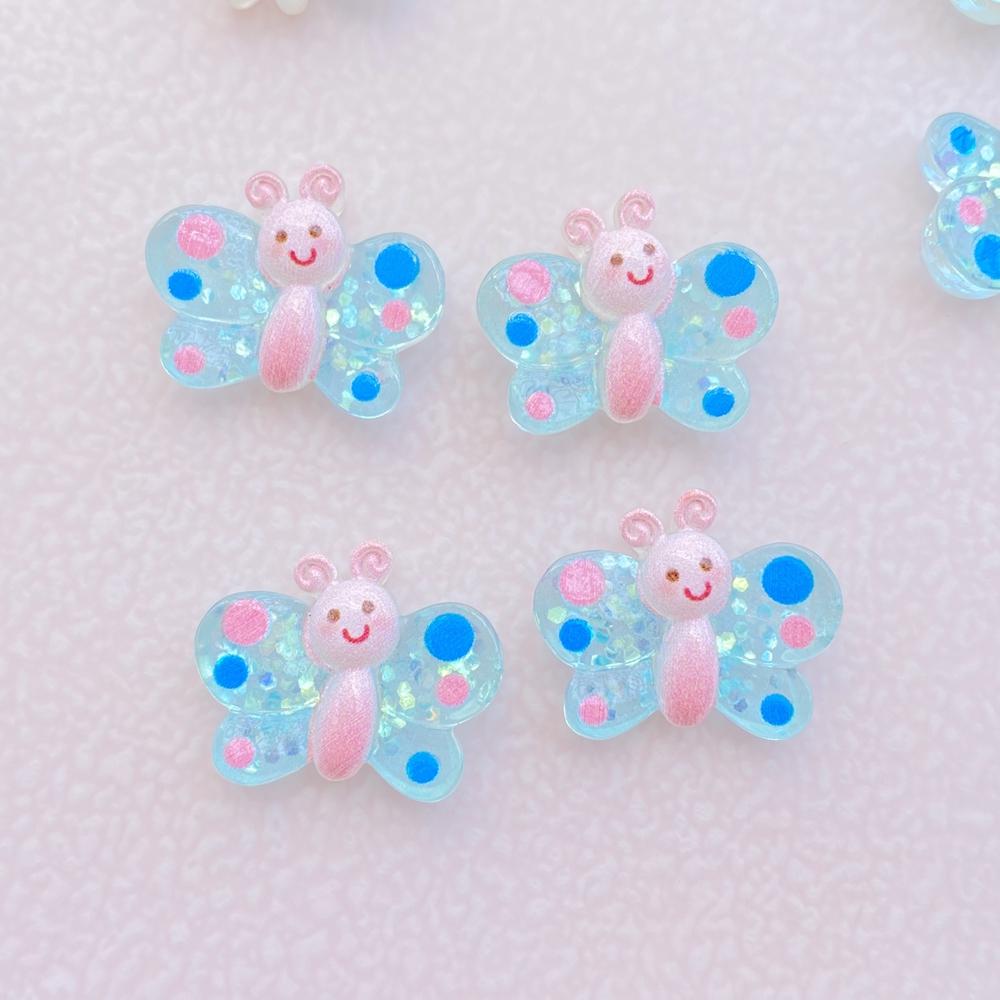 12Pcs New Cute Resin Cartoon Colored Butterflies Series Flat Back Scrapbooking DIY Jewelry Craft Decoration Accessories