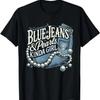 Blaue Jeans und Perlen Mädchen Modisches Trendiges T-Shirt(1)