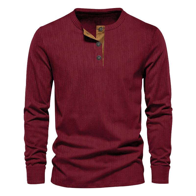 Men's Casual Corduroy Long Sleeve Slim Fit T-Shirt