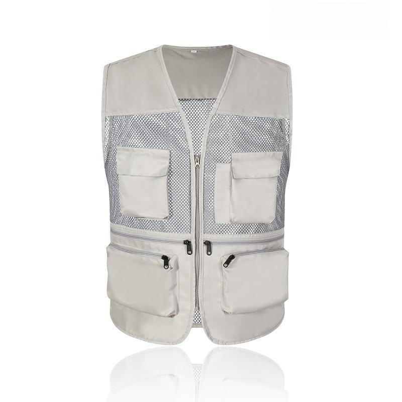 

Men s Multi-Pocket Mesh Vest - Lightweight Breathable Fishing & Photography Vest with Adjustable Straps XXXL серый