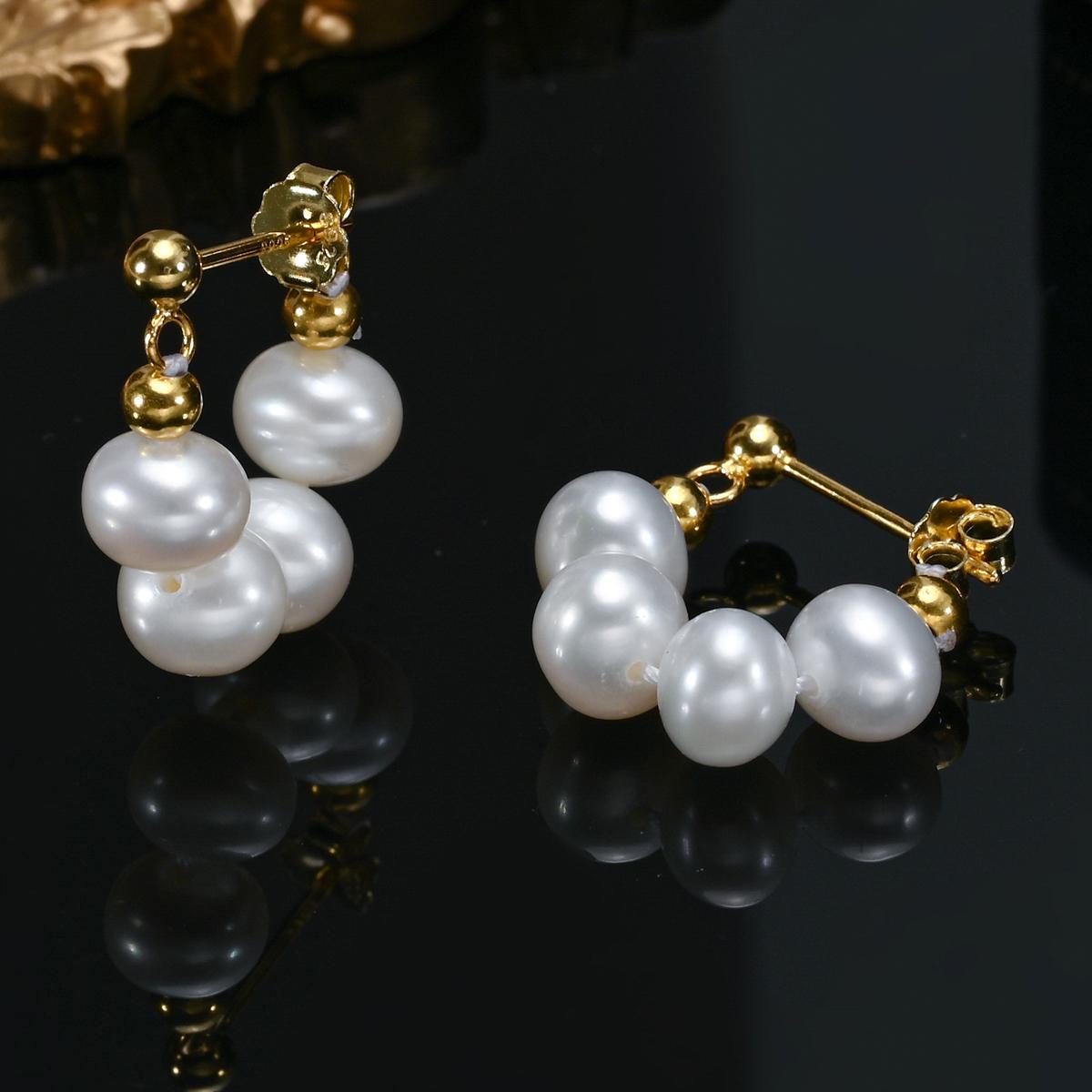 Cut 5-6mm Natural Freshwater White Pearl Flat Round Ear Studs 925 Sterling Silver Earrings Fine For Women Girls Jewelry Gifts золотой
