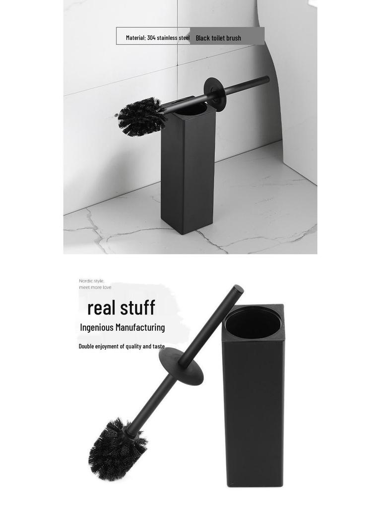 304 Stainless Steel Floor-Standing Toilet Brush with Punch-Free Wall Mount & Deodorizing Long Handle