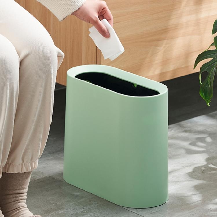 Waste Bin for Slim Spaces Lidless Plastic Build Includes Roll of Trash Bags Color Random Simple To Maintain