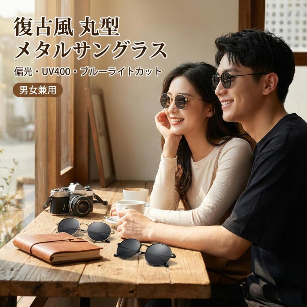Retro Style Metal Round Polarized Blue Light Reduces Eye UV400 Protection Frame x Black Blue Light Blocking [Nexidust] Sunglasses, Unisex, Lenses,