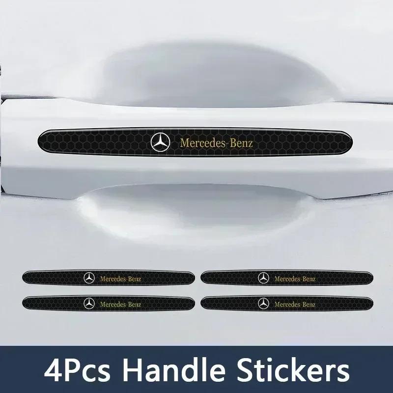 CQK1 Car Door Handle Protector Bowl Anti Scratch Reflective Sticker For Mercedes Benz   A C E   CLA180 GLB200 GLC300  CLS GLA E Class