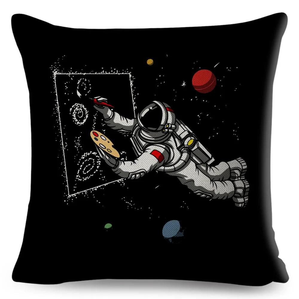 Cartoon Astronaut Sports Cushion Sofa Home Decoration Kids Room Planet Music Pillowcase