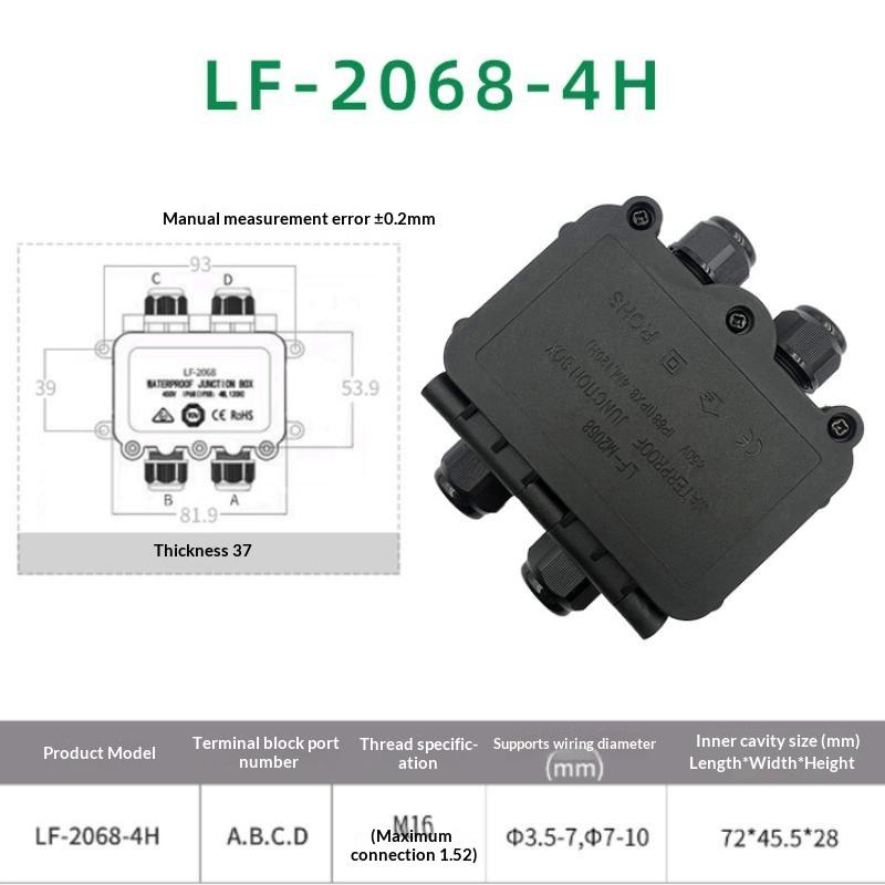 IP66 Waterproof Junction Box with 3mm-6.5mm Cable Connector Sealed Flame Retardant for Garden Security Camera Wiring