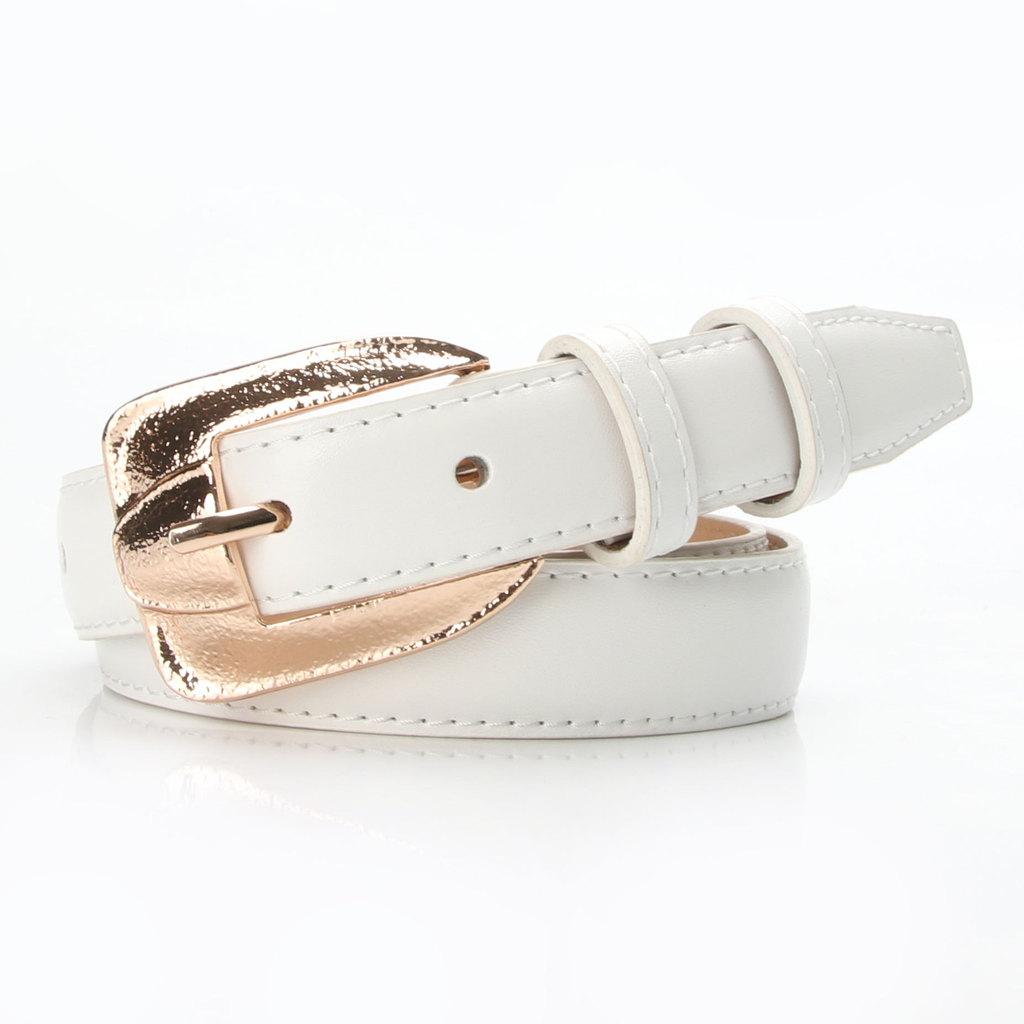 Basic Pu Ladies Belt With Gold Tone Alloy Buckle For Versatile Everyday Look белый