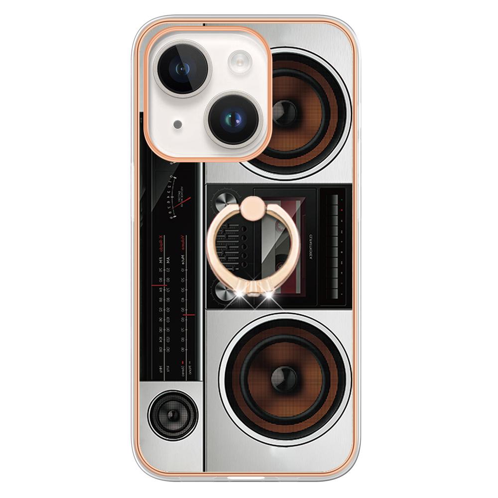 Luxusní IMD galvanický rám TPU Nárazuvzdorné pouzdro na telefon Kovový prstencový stojan pro iPhone 11 12 13 14 Pro Max 15 15 Ultra 15Plus