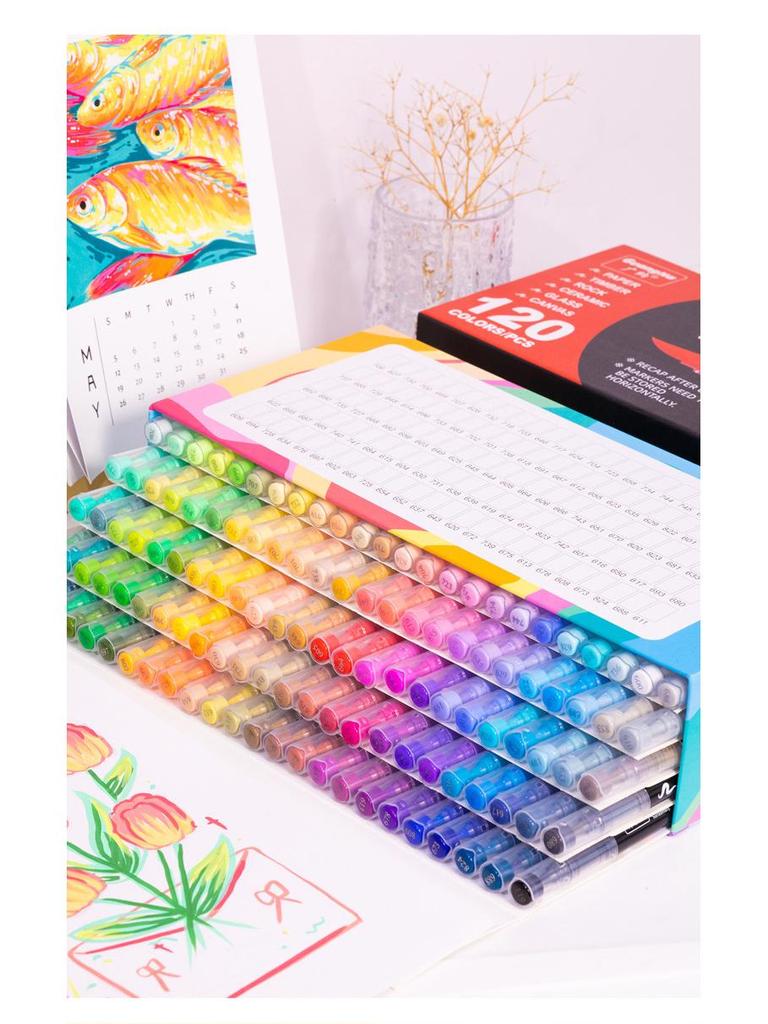 Guangna 8101 Stackable Soft Tip Acrylic Marker Set - 408 Colors for Art & DIY Graffiti
