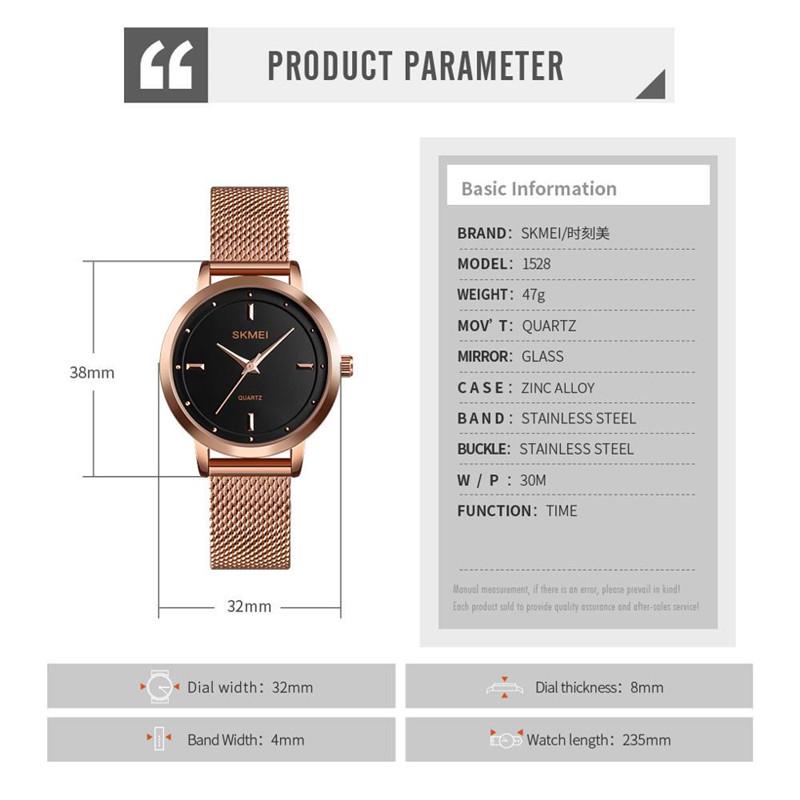 SKMEI Luxury Women Watches Fashion Stainless Steel Waterproof Quartz Watch Women Wristwatch Ladies