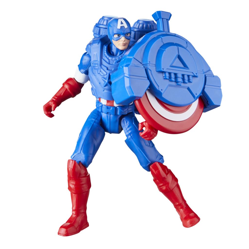 Hasbro Marvel Avengers Epic Hero Series Battle Gear Captain America Action for ages 4 and Superhero Toy Authentic Figure, 4-inch (10 cm) size, up,
