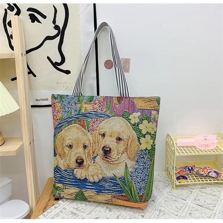 New women's retro embroidery bag women's bag fashionable retro women's shoulder bag large-capacity class tutoring bag