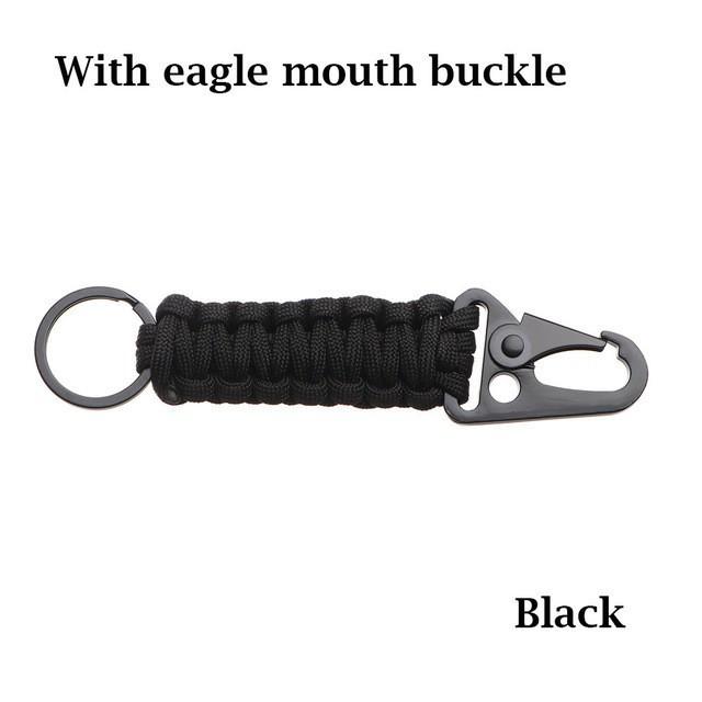 Emergency Carabiner Keychain, Outdoor Paracord Beetle Key Ring, Handmade Climbing Gear for Hiking Survival Kit, Eagle Hook Accessories