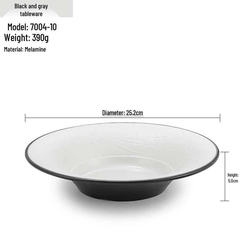 Melamine Straw Hat High-Footed Deep Plate for Pasta, Cold Dishes, and Mixed Noodles - Restaurant Tableware