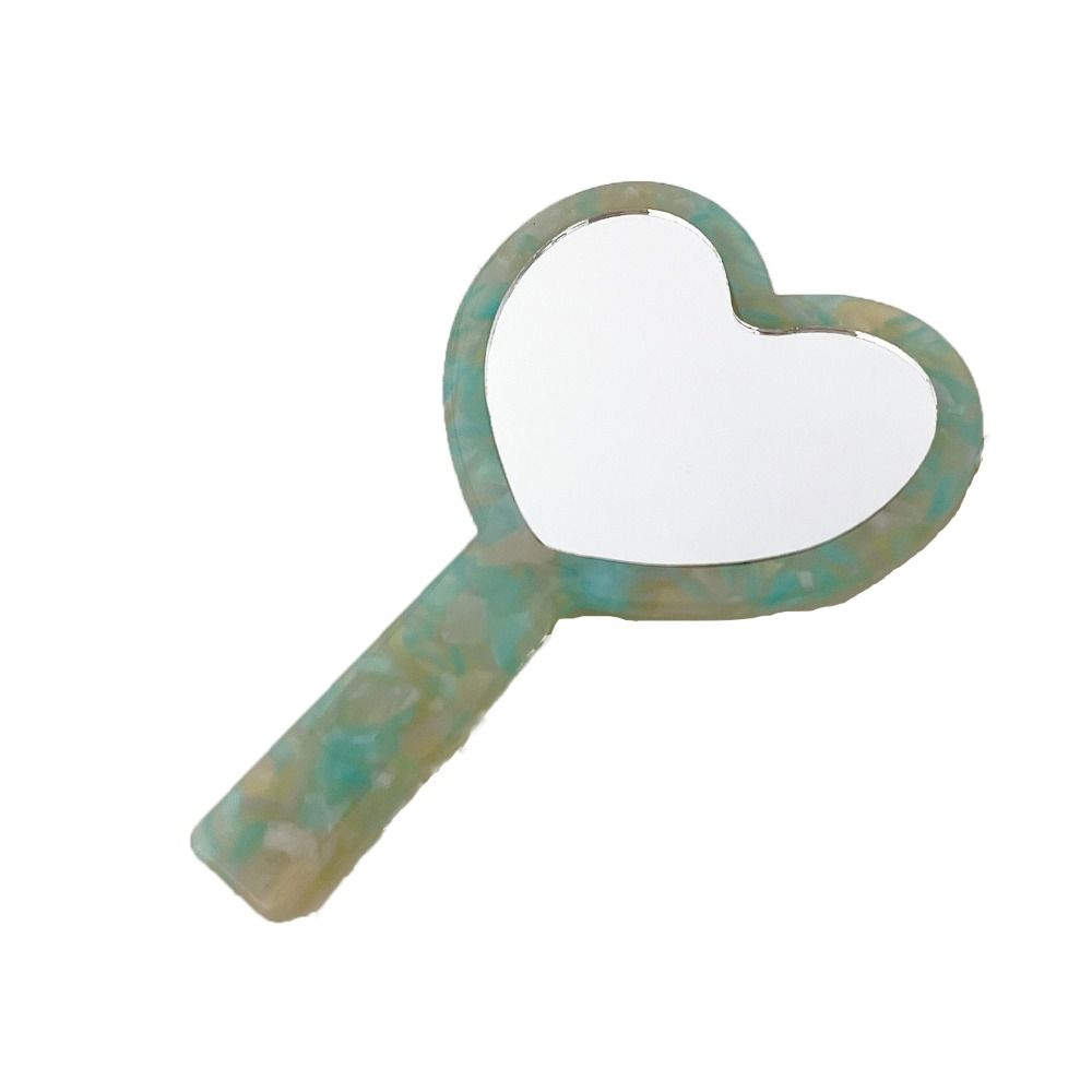 Heart Shape Handheld Mirror Acetic Acid Texture Dressing Mirror Creative Small Makeup Mirror  Woman