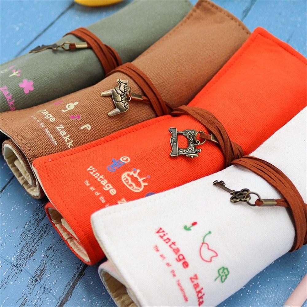Pencil Pouch Roll Up Pen Bag 12 Holes Roll Pencil Bag Pencil Case Roller  Makeup Wrap Holder