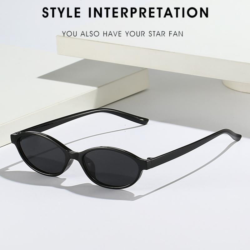 Retro Oval Frame Sunglasses Fashion Personalized Trendy Small Frame Sunglasses Punk Cat Eyes Sunshade Sun Protection Glasses